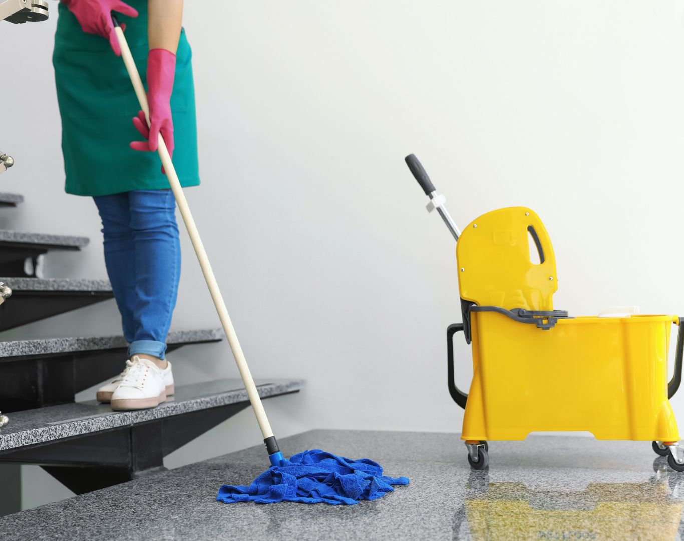 Local crew providing office cleaning near me inside an Orem, UT business