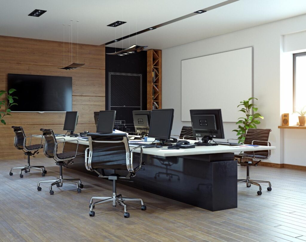 Office workspace in Lehi, UT being cleaned by a professional office cleaning team