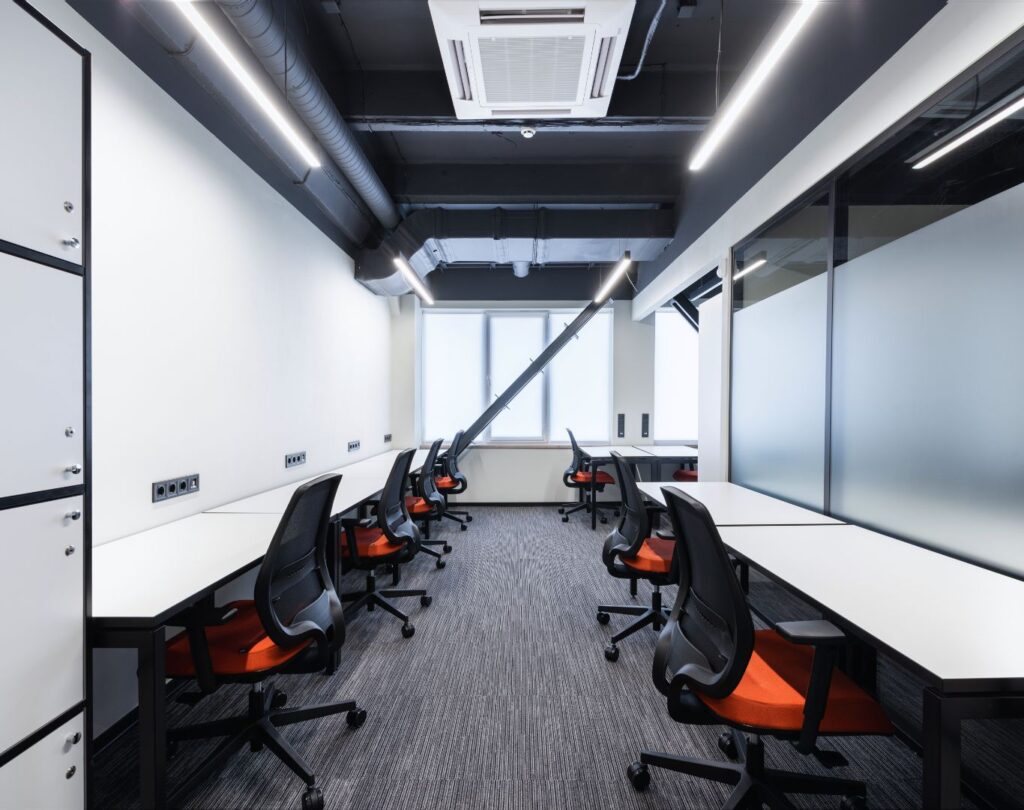 Office workspace in Orem, UT being cleaned by a professional office cleaning team